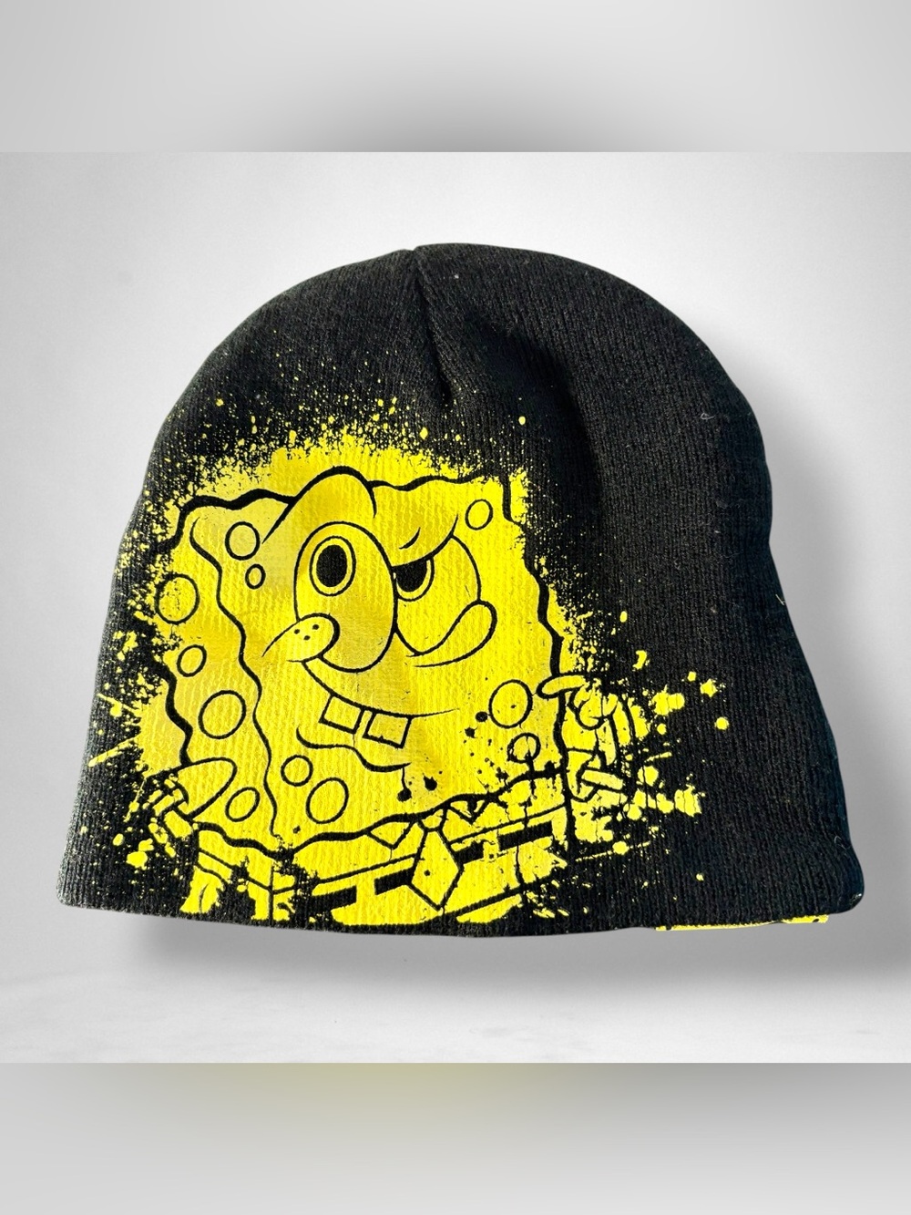 VTG Nickelodeon Spongebob Squarepants Boys Beanie Yellow & Oh So Mellow RARE